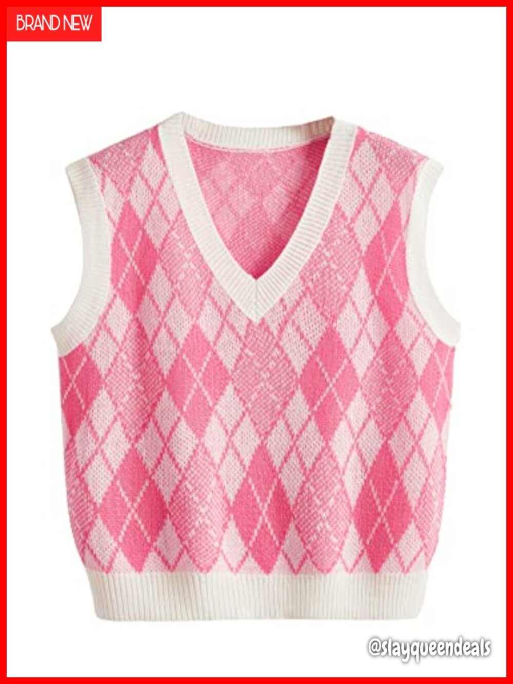 Sleeveless V Neck Knit Sweater Vest Skull Print Crop Tank Top Acrylic